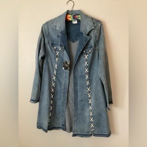 Stretchy Denim Duster Jacket